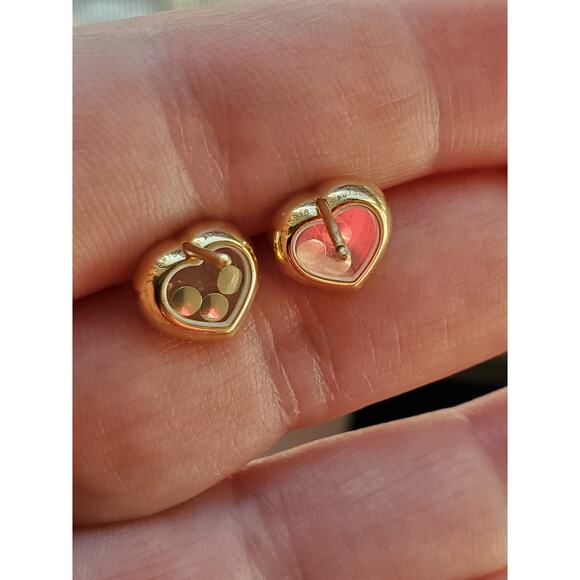 Chopard Floating Happy Diamonds Heart Stud Earrings in 18K Yellow Gold - Picture 3 of 9